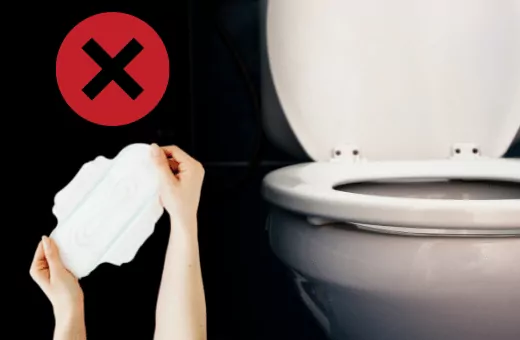 what happens if you accidentally flush a pad down the toilet